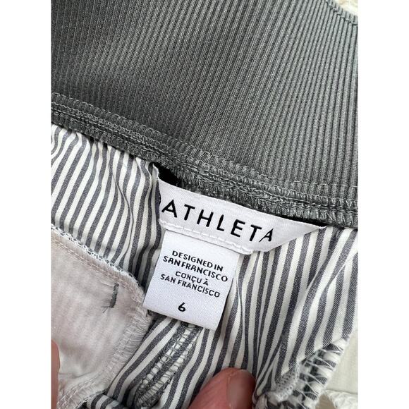 Athleta Brooklyn Pull On Striped Ankle Pants Womens Size 6 Gray White Athleisure - Picture 6 of 13